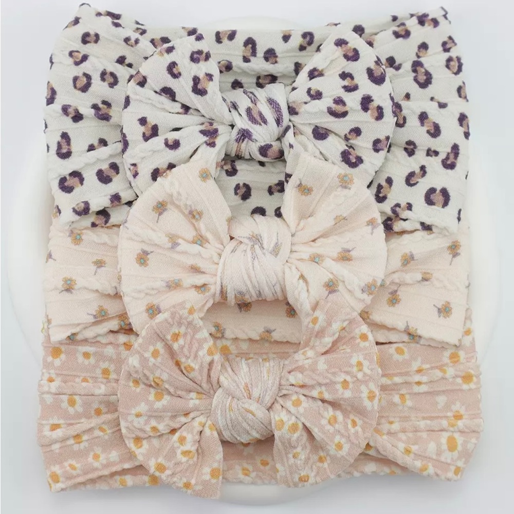 Baby cable knit bow headband